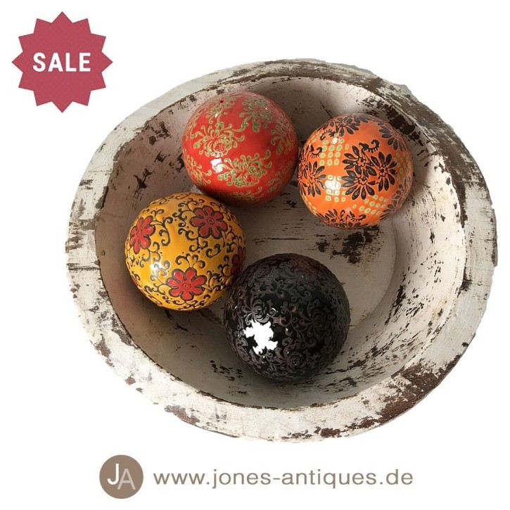 Dekokugeln groß - Set bestehend aus 4 handgearbeitete Kugeln - Porzellan bunt