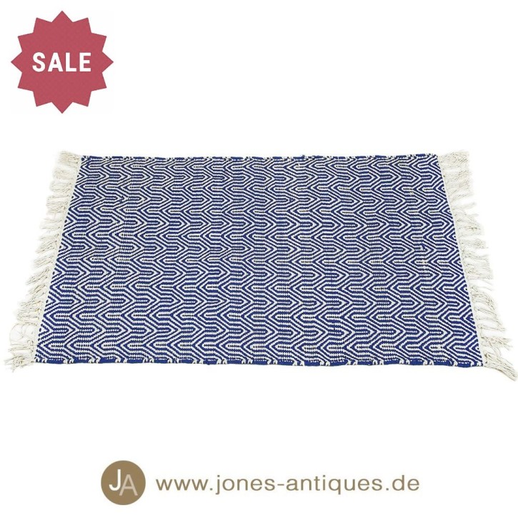 Kleiner Teppich in der Farbe blau/weiß 60 x 90 cm