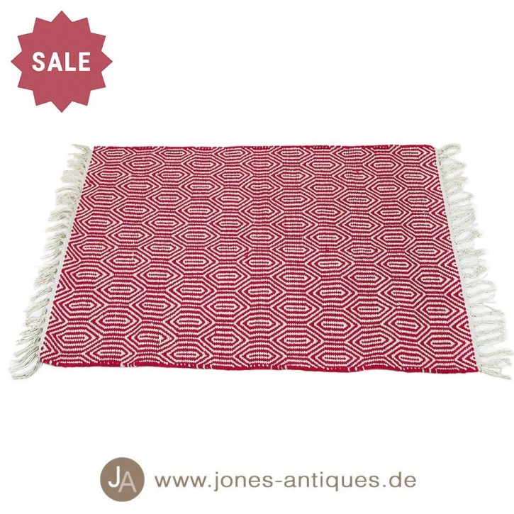 Kleiner Teppich in der Farbe rot/weiß 60 x 90 cm