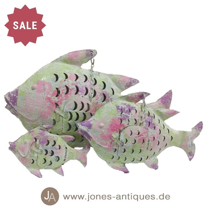 Fischwindlicht aus Eisen in 4 Größen (S,M,L,XL) in der Farbe green-lilac - handgearbeitet