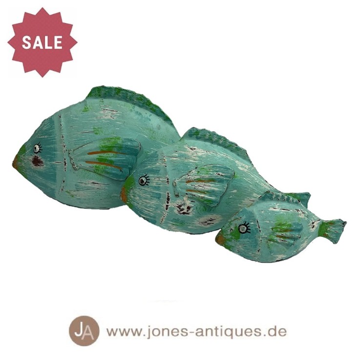 Dekofische aus Eisen in 3 Größen (XS,S,M) erhältlich in der Farbe multi-türkis - handgearbeitet