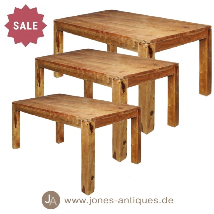 Original indischer Esstisch im Bockdesign - Akazienholz - diverse Größen erhältlich