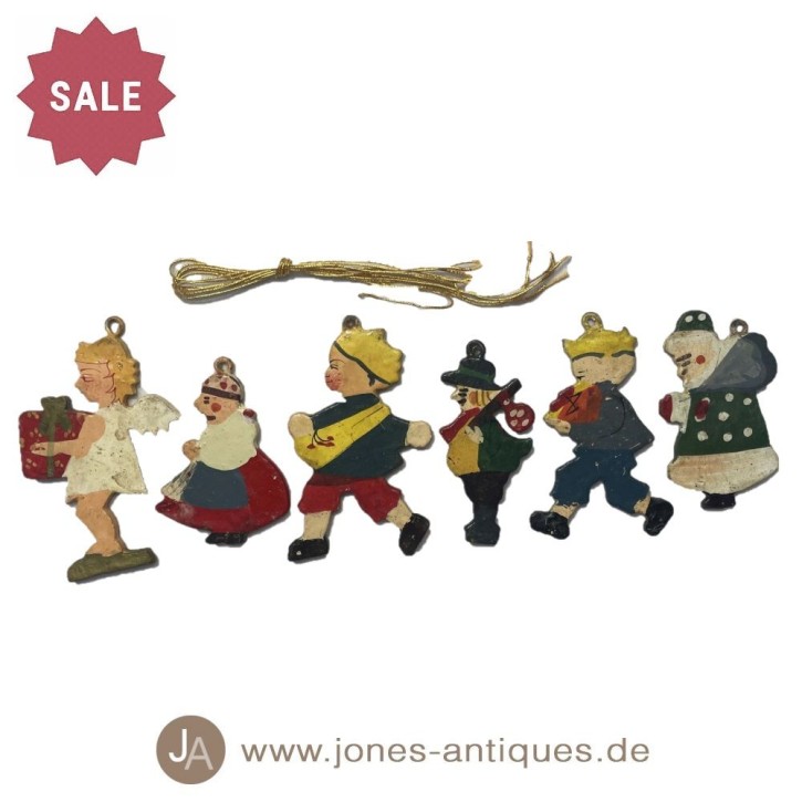 Set - consisting of 6 Christmas figures, hand-painted from wood