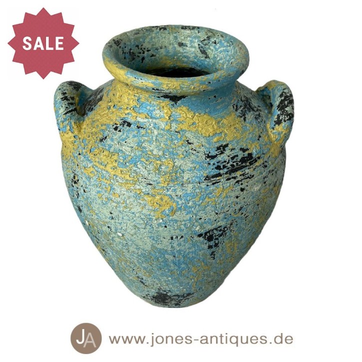 Indian clay vase in the pastel color turquoise - each vase is unique