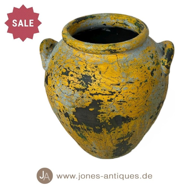 Indian clay vase in the pastel color yellow - each vase is unique